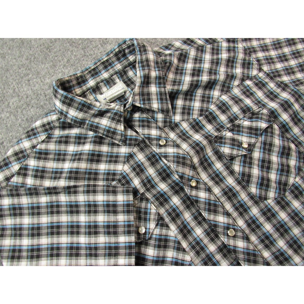 Wrangler Shirt Men XXL Wrancher Plaid Pearl Snap Western Cowboy Rancher‎